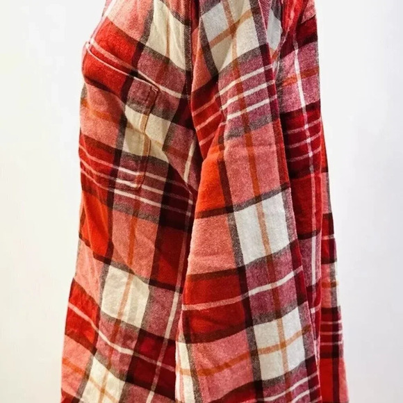 NWT SONOMA Women Long Sleeve Button Down Red Plaid Flannel Shirt Sz Extra Large - Picture 10 of 12